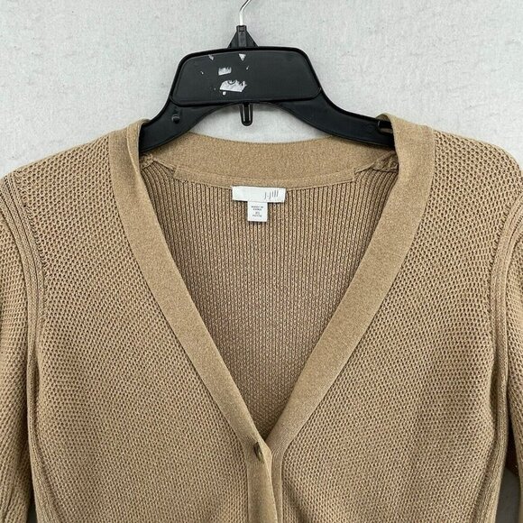 J.Jill Cardigan Women's Sz XSP Brown Tan Cable Knitted Rib Trim Button Front - Picture 7 of 10